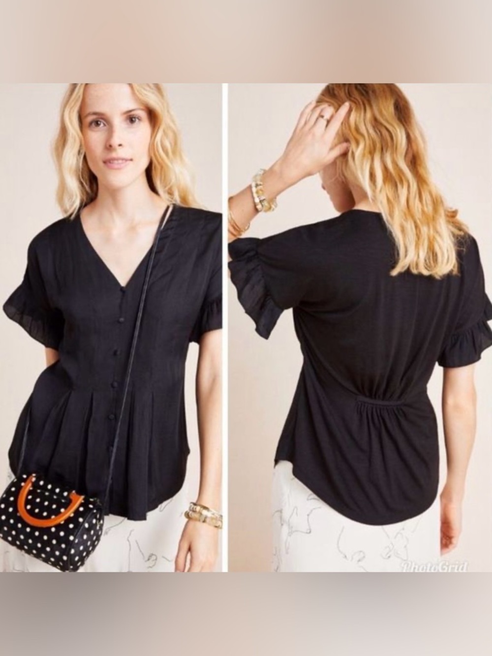 Anthropologie Dolan | Left Coast Pleated Back Button-Down Blouse | L | NWT